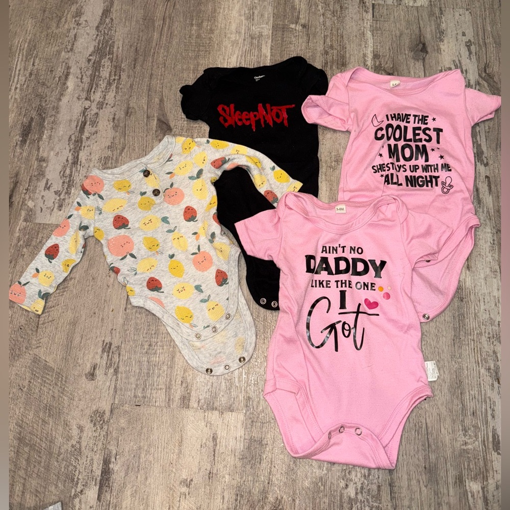 Pink and Black Graphic Kids One Pieces Set